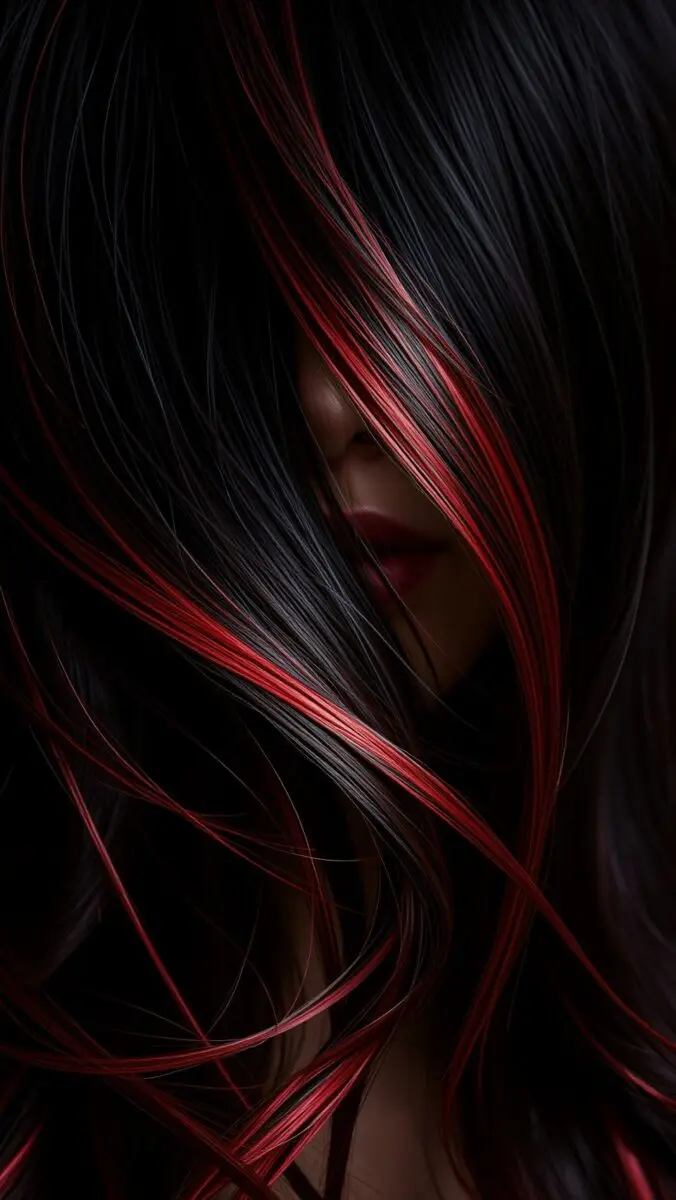 Rote Färbung auf schwarzem Haar 2026 1 coloration rouge sur cheveux noir