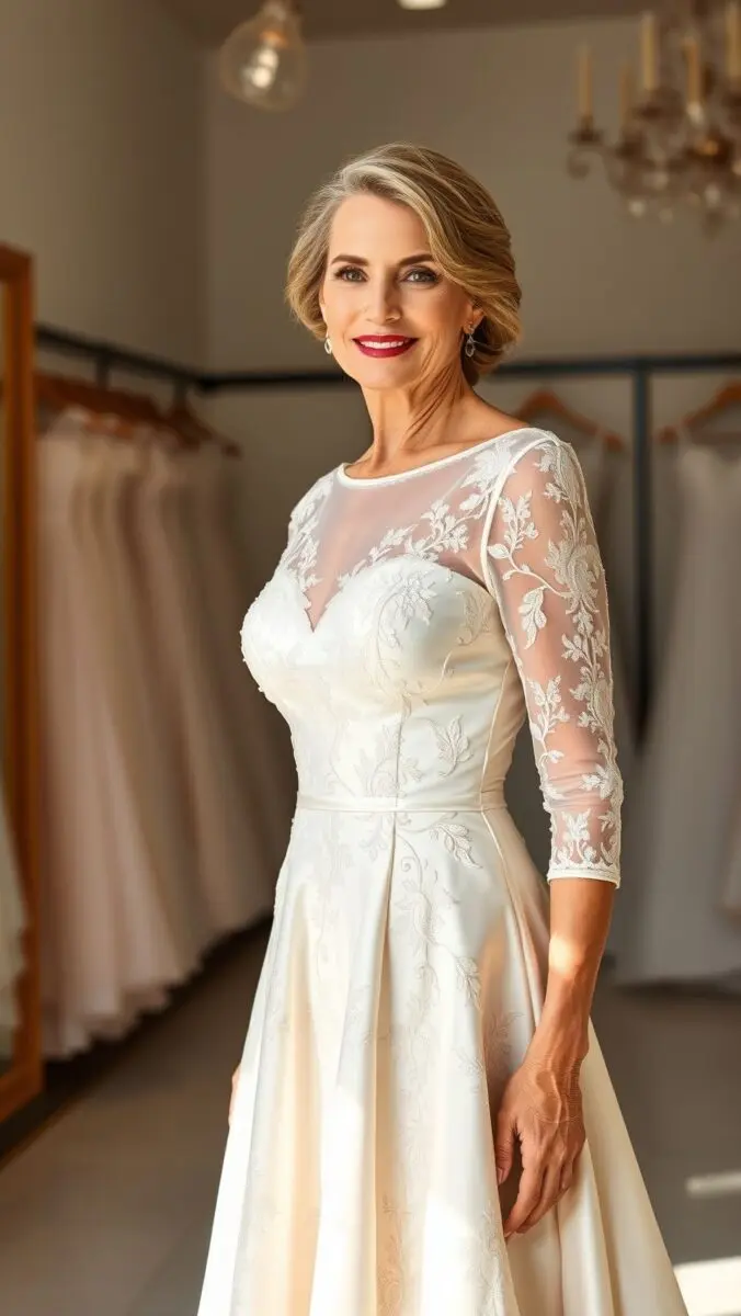 Hochzeitskleid für 50 Jahre: zeitlose Eleganz 2026 1 robe de mariée pour femme de 50 ans